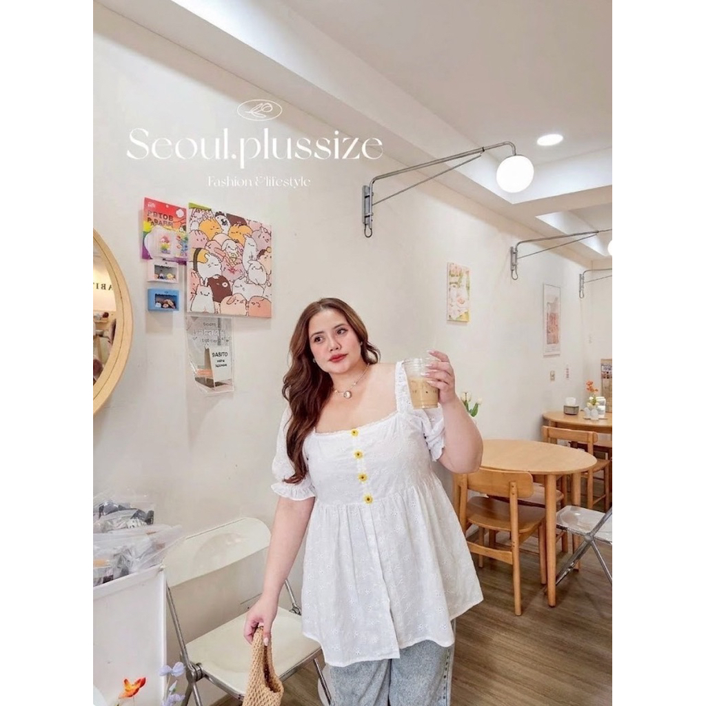 |ส่งด่วน/พร้อมส่ง| Eyelet Cotton top เสื้อพริ้วๆแขนตุ๊กตา Bigsize อก 38-54 นิ้ว (SO)