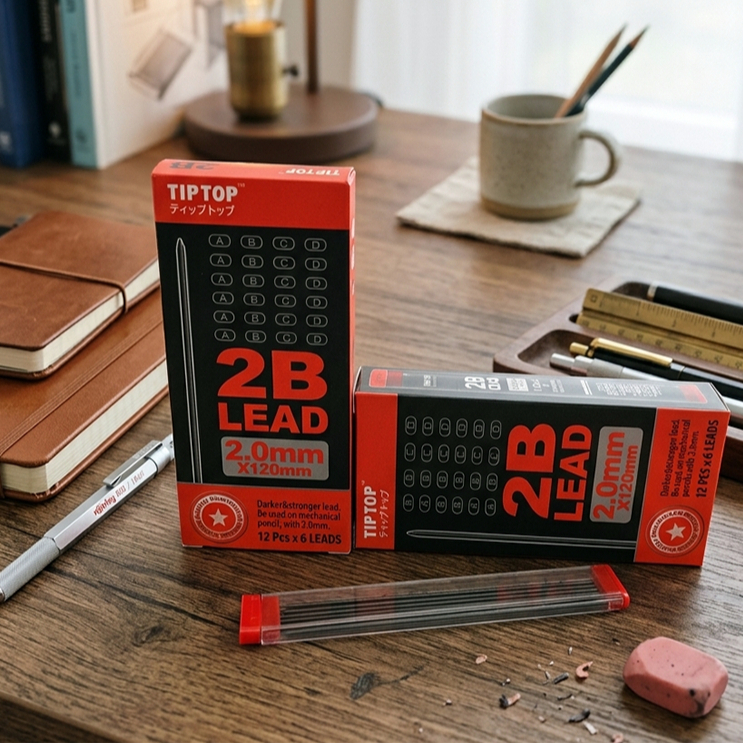 ✏️กล่อง 12 หลอด (333) ✏️ TIPTOPไส้ดินสอกดไส้ 2.0MM 2B เครื่องเขียนสำนักงาน โรงเรียน🎀