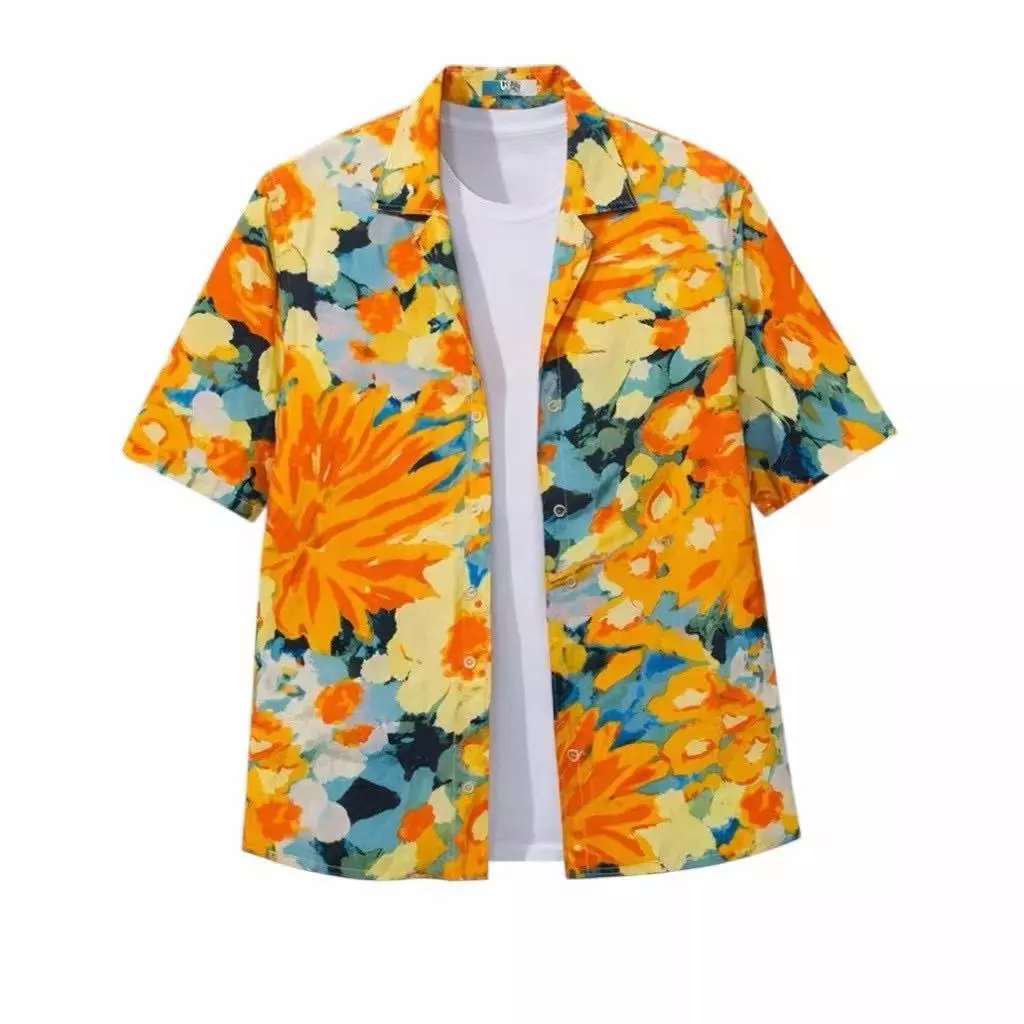 เสื้อสงกรานต์ฮาวายแขนสั้น ผ้าลายดอกสีสดใส ผ้านิ่ม M-2XL thumbnail 10