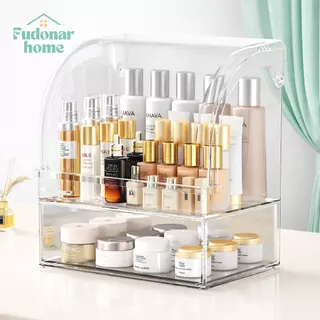 Fudonar กล่องใส่เครื่องสำอาง กล่องเก็บเครื่องสำอางอะคริลิก 3 ชั้น ลิ้นชักจัดระเบียบโต๊ะเครื่องแป้ง