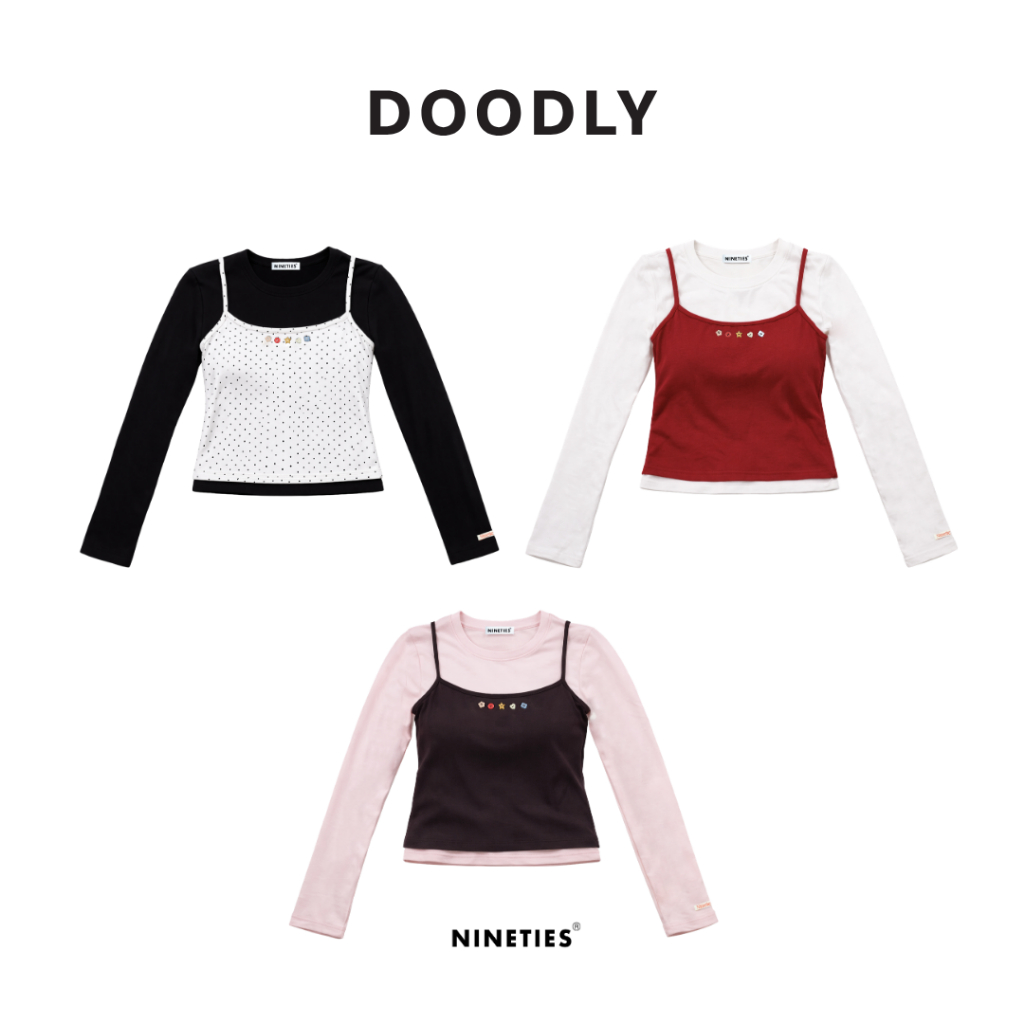 Nineties Design : Playfull เสื้อยืดแขนยาว รุ่น Doodly (2ชิ้นติดกัน)