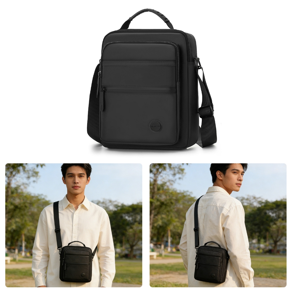 MENSPE Men Bag Fashion Shoulder Bag Cross Body Bag Casual Handbag Multiple Pocket Design Large Capacity Waterproof Light