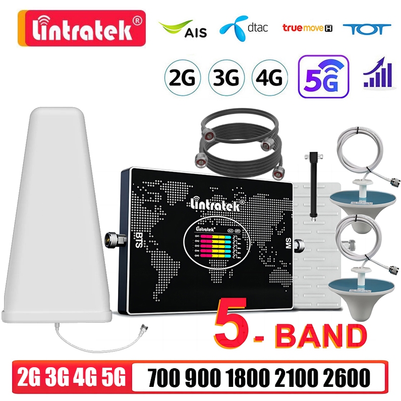 Lintratek 2G 3G 4G 5G เครื่องขยายสัญญาณที่มีประสิทธิภาพ ปรับปรุงการรับสัญญาณ คุณภาพการโทร รองรับ AIS/TRUE/DATC