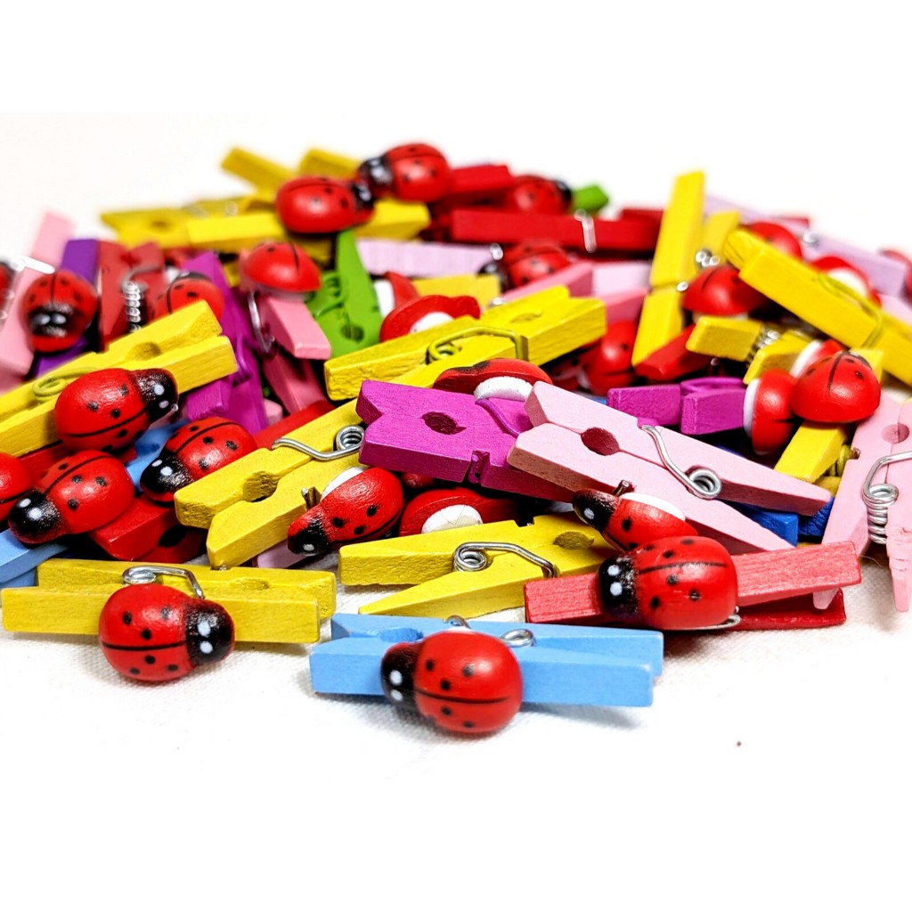 Random 1pc red Bee Wooden Colorful Clip Cute Memo Clip