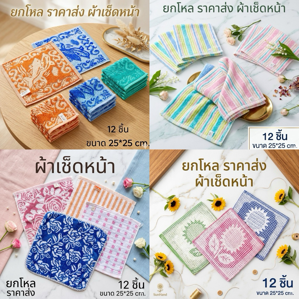 T0120 ผ้าเช็ดหน้า 10*10 12 ผืน