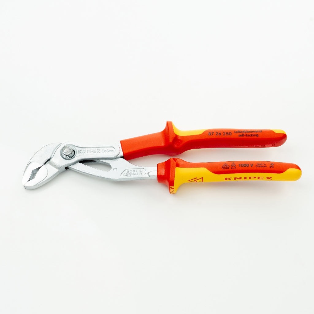 KNIPEX NO.87 26 250 Hightech Water Pump Pliers insulated VDE 1000 volt (250mm.) คีมคอม้า ด้ามกันไฟฟ้า 1000 V. Factory Ge