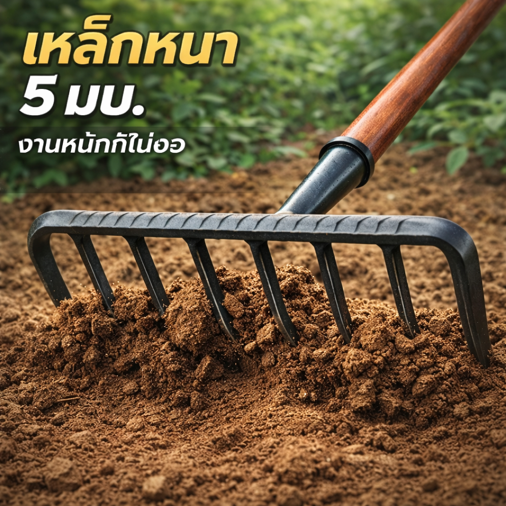 คราดพรวนดิน คราดเหล็ก เหล็กหนา 5 มม. แข็งแรงทนทาน 7ฟัน 9ฟัน 11ฟัน 13ฟัน ใช้งานสวน งานเกษตร
