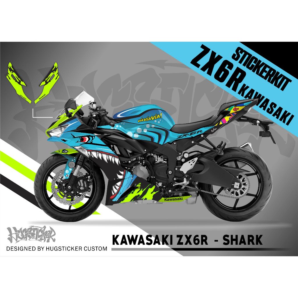 Hugsticker สติ๊กเกอร์ ZX6R ลายฉลาม (Shark)