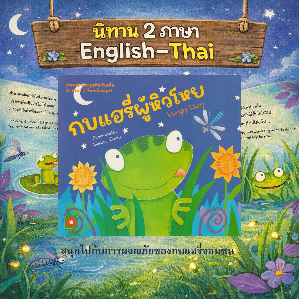 Aksara for kids หนังสือเด็ก นิทาน 2 ภาษา กบแฮรี่ผู้หิวโหย Hungry Harry