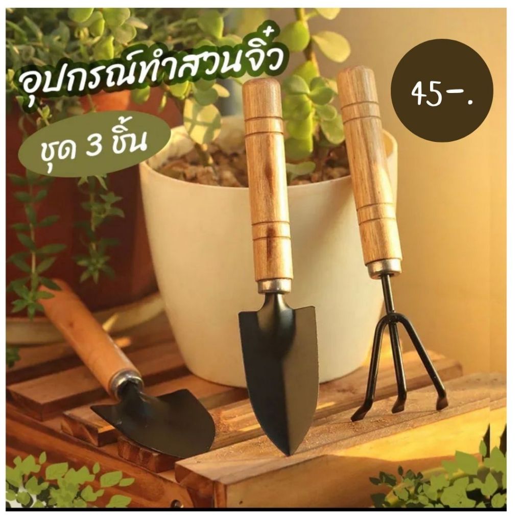 พลั่ว อุปกรณ์พรวนดิน เสียม ชุด 3 ชิ้น