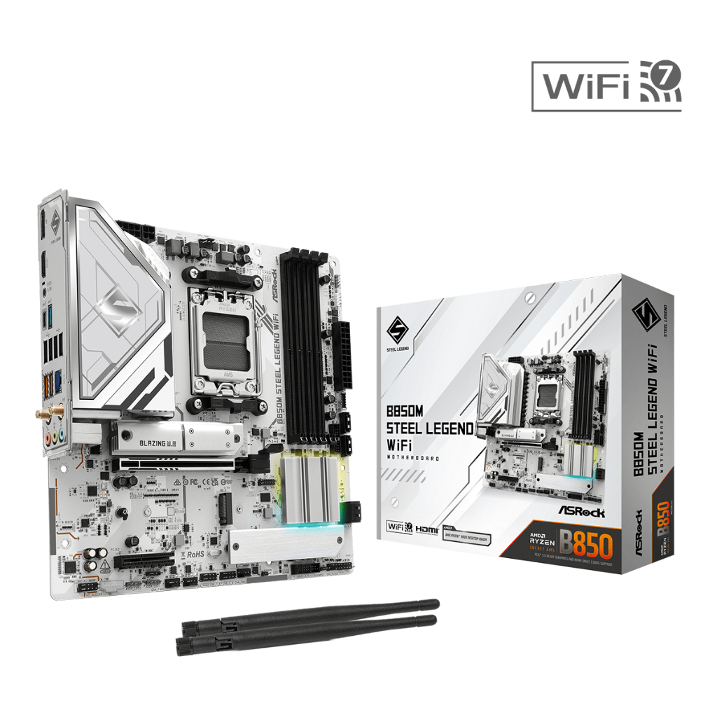 MAINBOARD (เมนบอร์ด) ASROCK B850M Steel Legend WiFi AM5 DDR5 Wi-Fi 7 Micro ATX (Warranty 3Y)