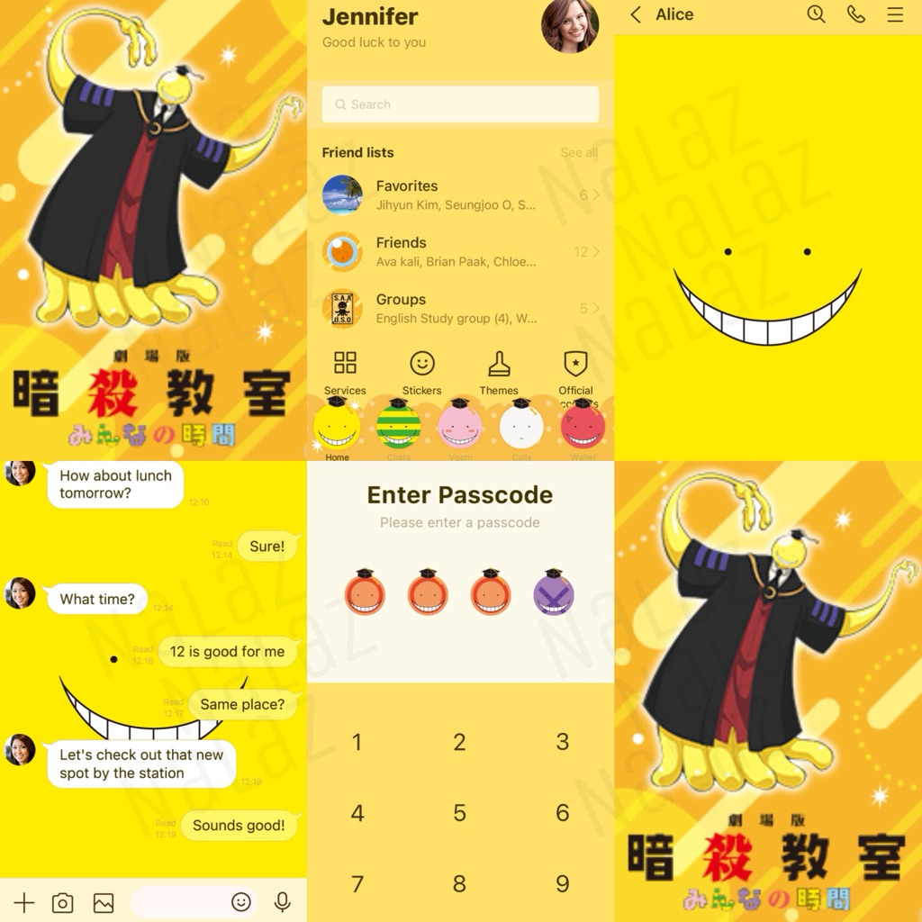 ธีมไลน์ สติกเกอร์ไลน์ Assassination Classroom อัสแซสซิเนชันคลาสรูม ห้องเรียนลอบสังหาร โคโระเซนเซย์ (ภาษาญี่ปุ่น)