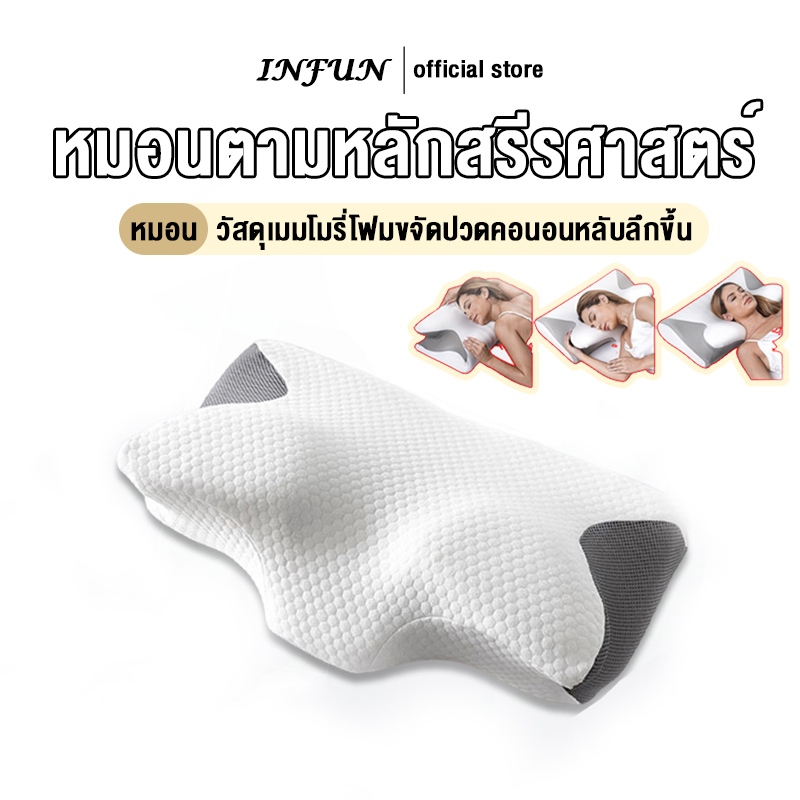 INFUN หมอน Ergonomics Deep Sleep หมอนสุขภาพ หมอนปวดคอ ขจัดอาการปวดคอแล ประกันคืนเงินใน 90 วัน