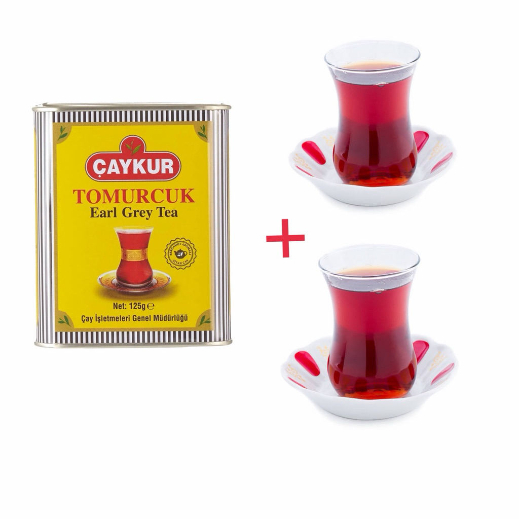 Caykur Earl Grey tea ชุดชาตุรกี แก้วชาทรงดอกทิวลิป