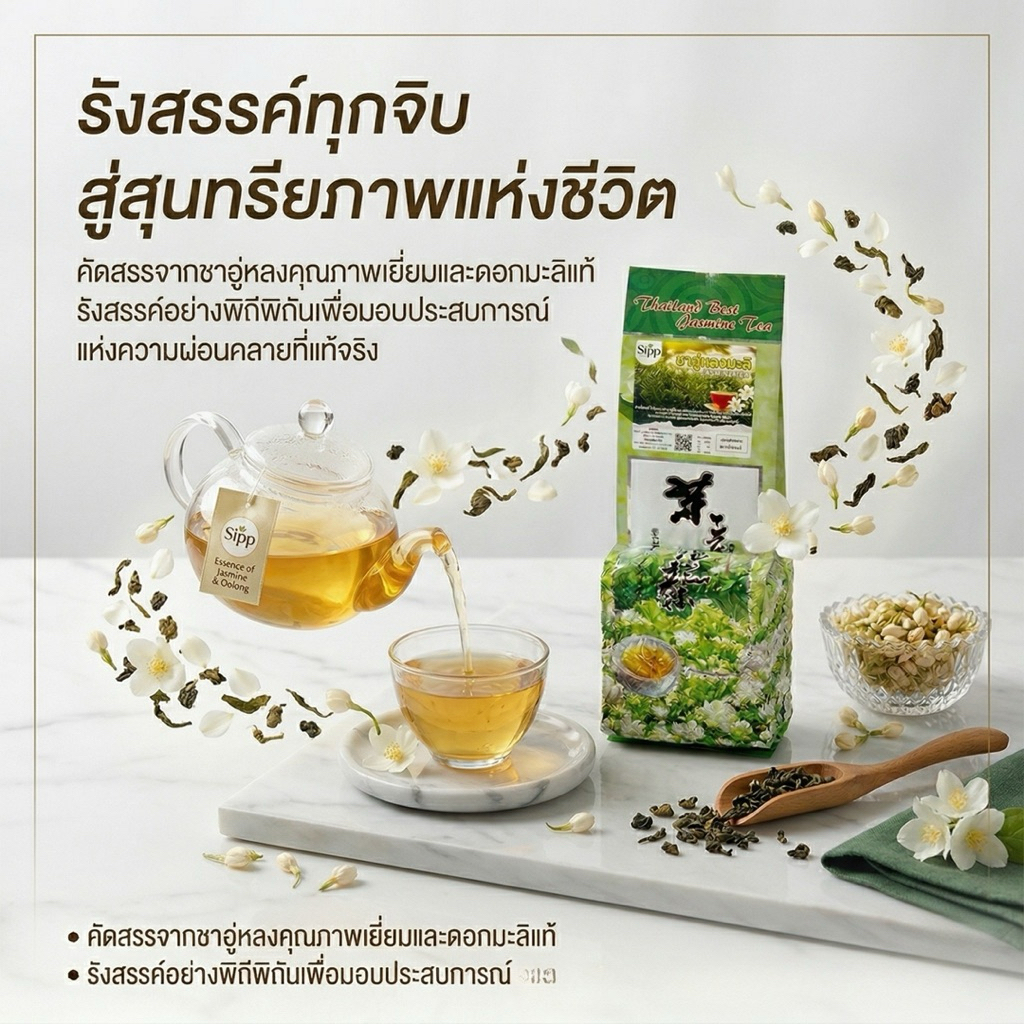ชาอู่หลงมะลิ ชามะลิ 200กรัม | Jasmine Oolong Tea |  ได้น้ำชาสีทองสวย กลิ่นหอม รสนุ่มนวล