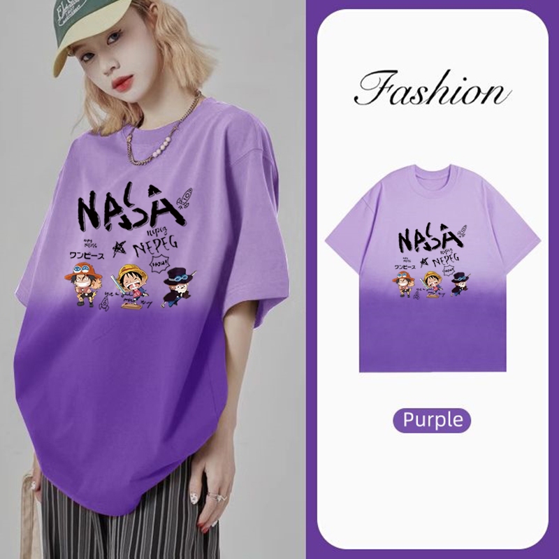เสื้อยืดลายมัดย้อมสวยๆผู้หญิง oversize เสื้อผ้าสาวอวบแฟชั่นวัยรุ่น เสื้อโอเวอร์ไซส์แขนสั้นเกาหลี ทรงหลวม ไปทะเล M-3XL