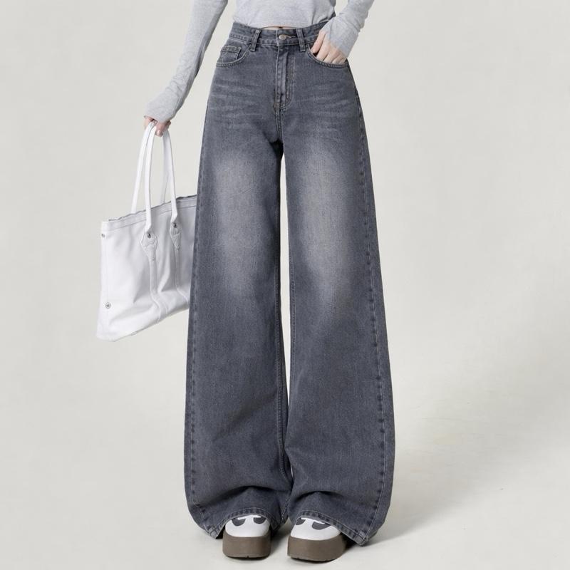 #1985 (XS-9XL) jinjeans สีเทาเข้ม กางเกงยีนส์ขากระบอกใหญ่ baggy jeans พร้อมส่งจากไทย