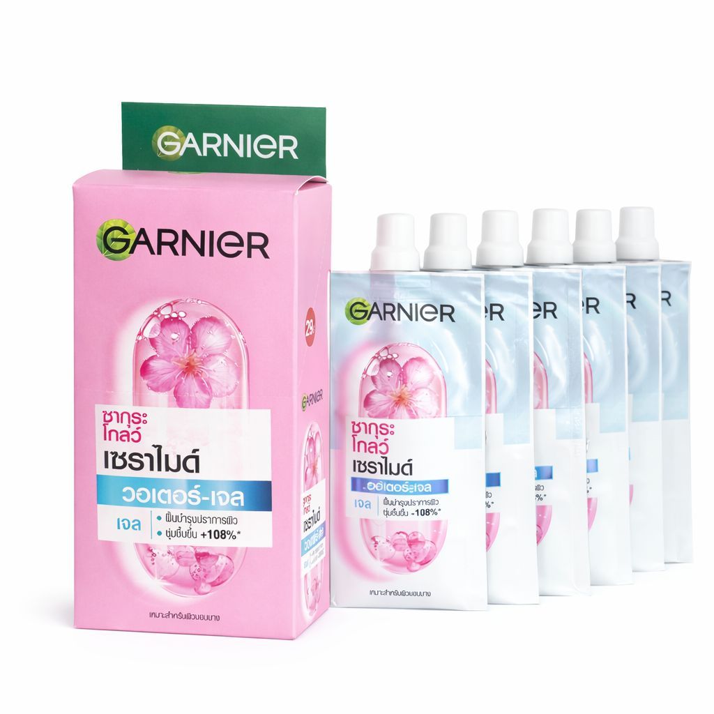 Garnier การ์นิเย่ ครีมซอง 29 บ.ซากุระ โกลว์ เซราไมต์ วอเตอร์-เจล 7ML