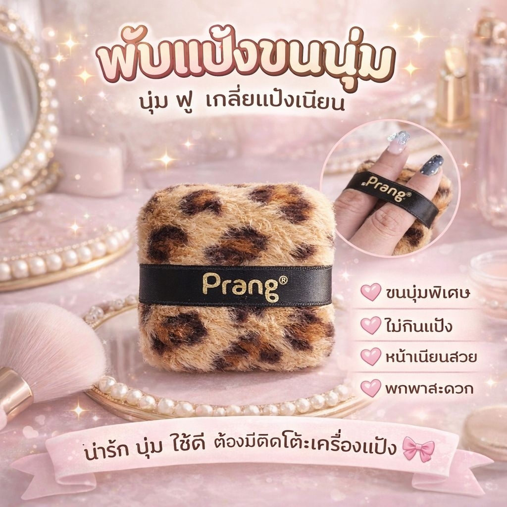 พับแป้งขนนุ่ม  1ชิ้น บรรจุในกล่องแพคเก็จสวย นุ่ม
