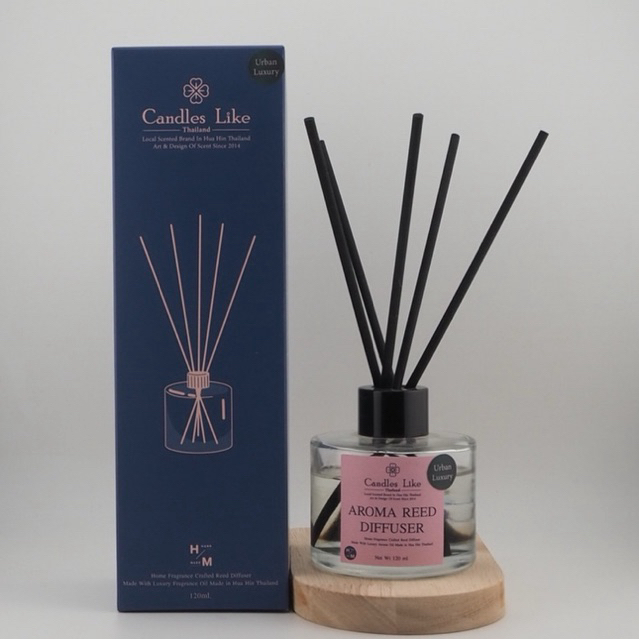 (แพ็คเกจใหม่ฝาสีดำ) ก้านไม้หอม ก้านไม้หอมปรับอากาศ Reed Diffuser 120 ml.