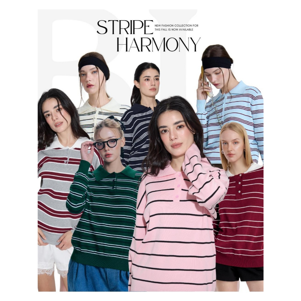 BCLS03 Stripe Harmony - เสื้อไหมพรมลายทาง