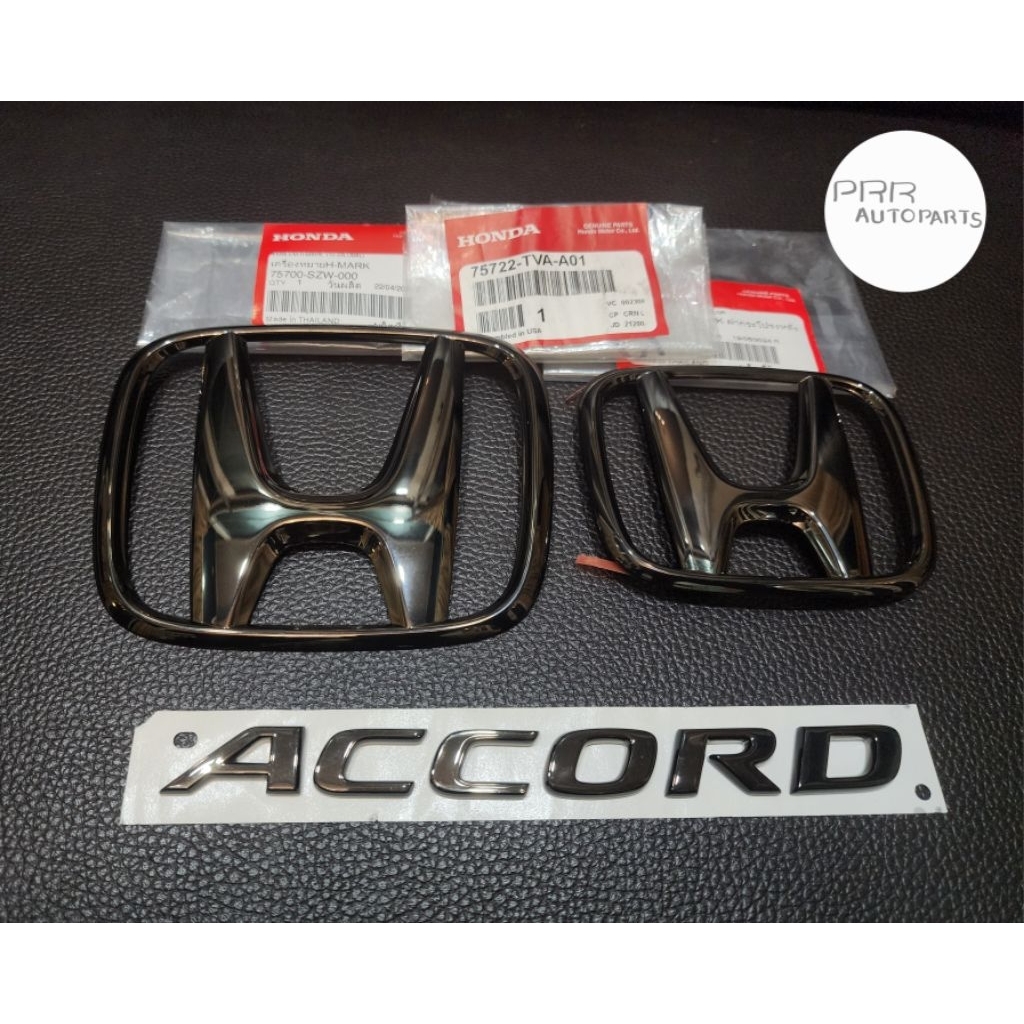 1ชุด โลโก้ HONDA ACCORD G10  3 ชิ้น  สีรมดำ Black Chrome สำหรับ HONDA ACCORD 2019-2023