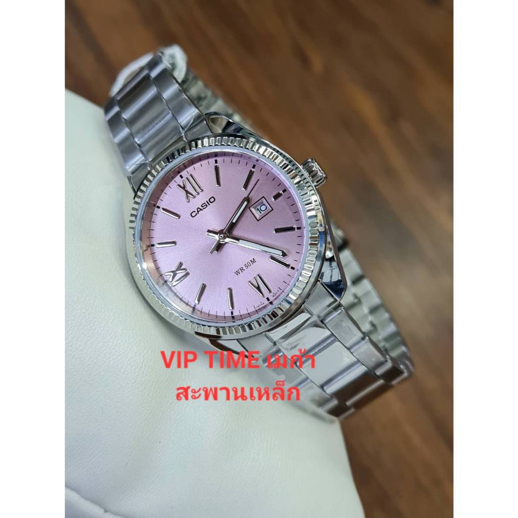 นาฬิกาผู้หญิง Casio หน้าปัดชมพู LTP-1302DD รุ่น LTP-1302DD-4A1 LTP-1302DD-4A1VDF