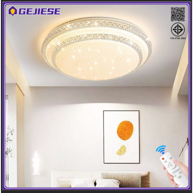 GEJIESE 30/40/50 ซม.ไฟ 3สี โคมไฟเพดาน LED ด้วยการควบคุมระยะไกล ไฟ led เพดาน ไฟเพดาน ไฟติดเพดาน หลอดไฟเพดาน ไฟห้อยเพดาน