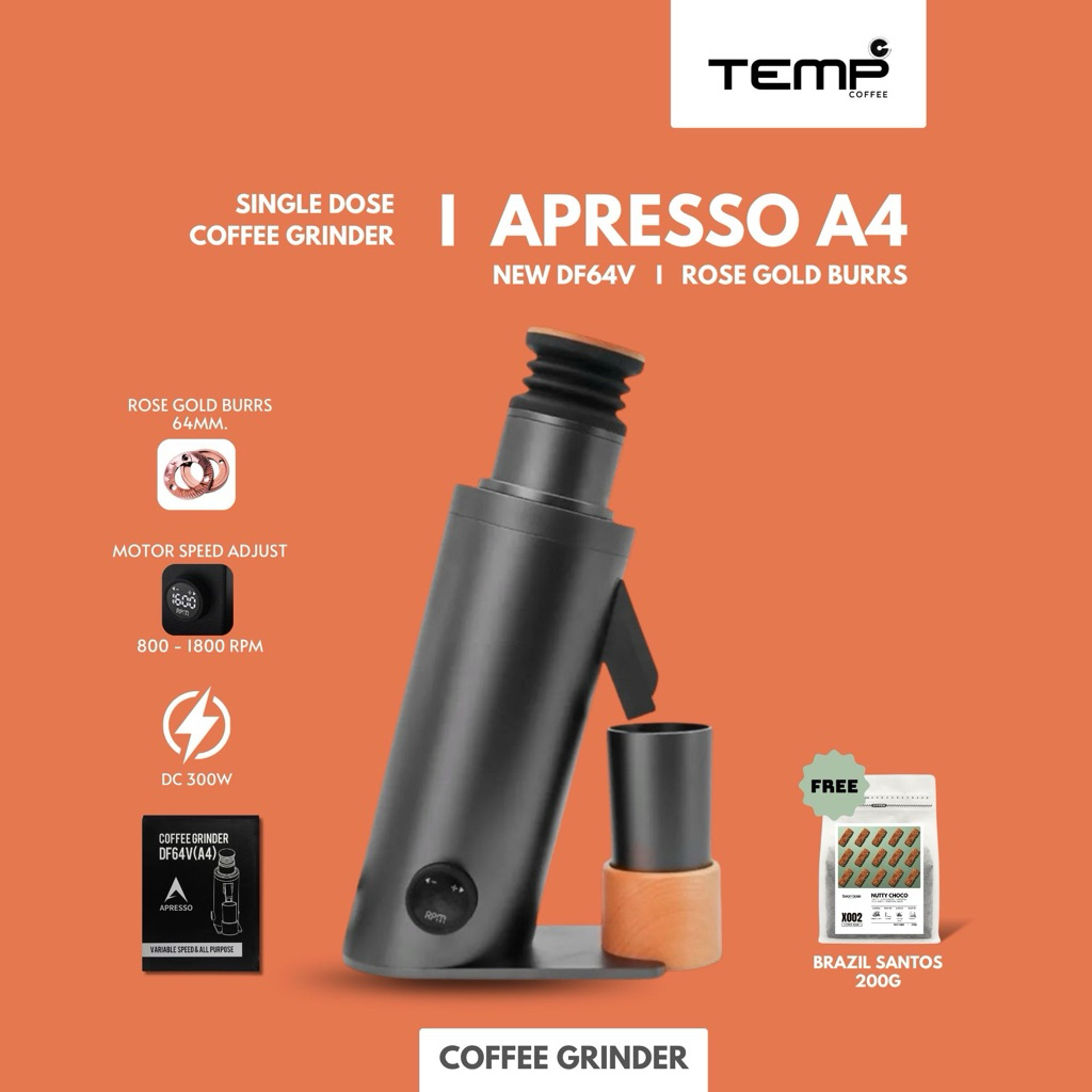 เครื่องบดกาแฟ l APRESSO A4 - GREY SINGLE DOSE (DF64V) ***เวอร์ชั่นล่าสุดเฟือง ROSE GLOD 64mm.***