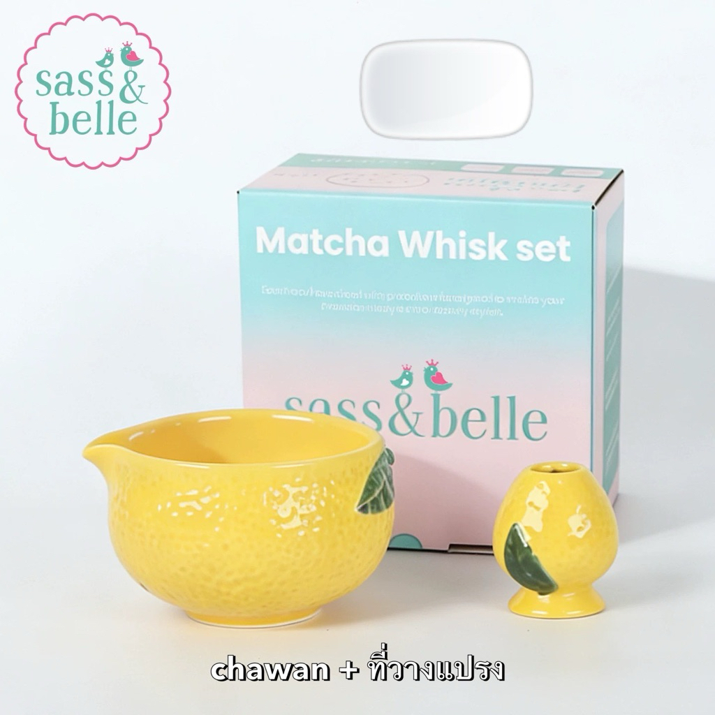 พร้อมส่งด่วน🍋 ชามมัทฉะ Matcha Bowl + Whisk Holder เซรามิก (ไม่รวมแปรง) Chawan ชามชาเขียว อุปกรณ์มัทฉะ ลายเลม่อน