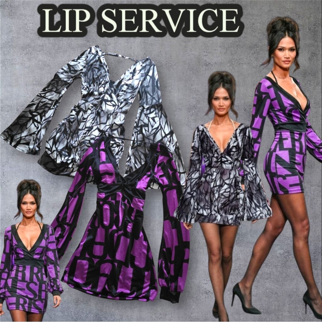 เดรสสั้นแขนยาวจากแบรนด์ LIP SERVICE สไตล์ "Gyaru" หรือแฟชั่นช่วงยุคปี 2000 (Y2K)Onee Gyaru คอวีหลังเ