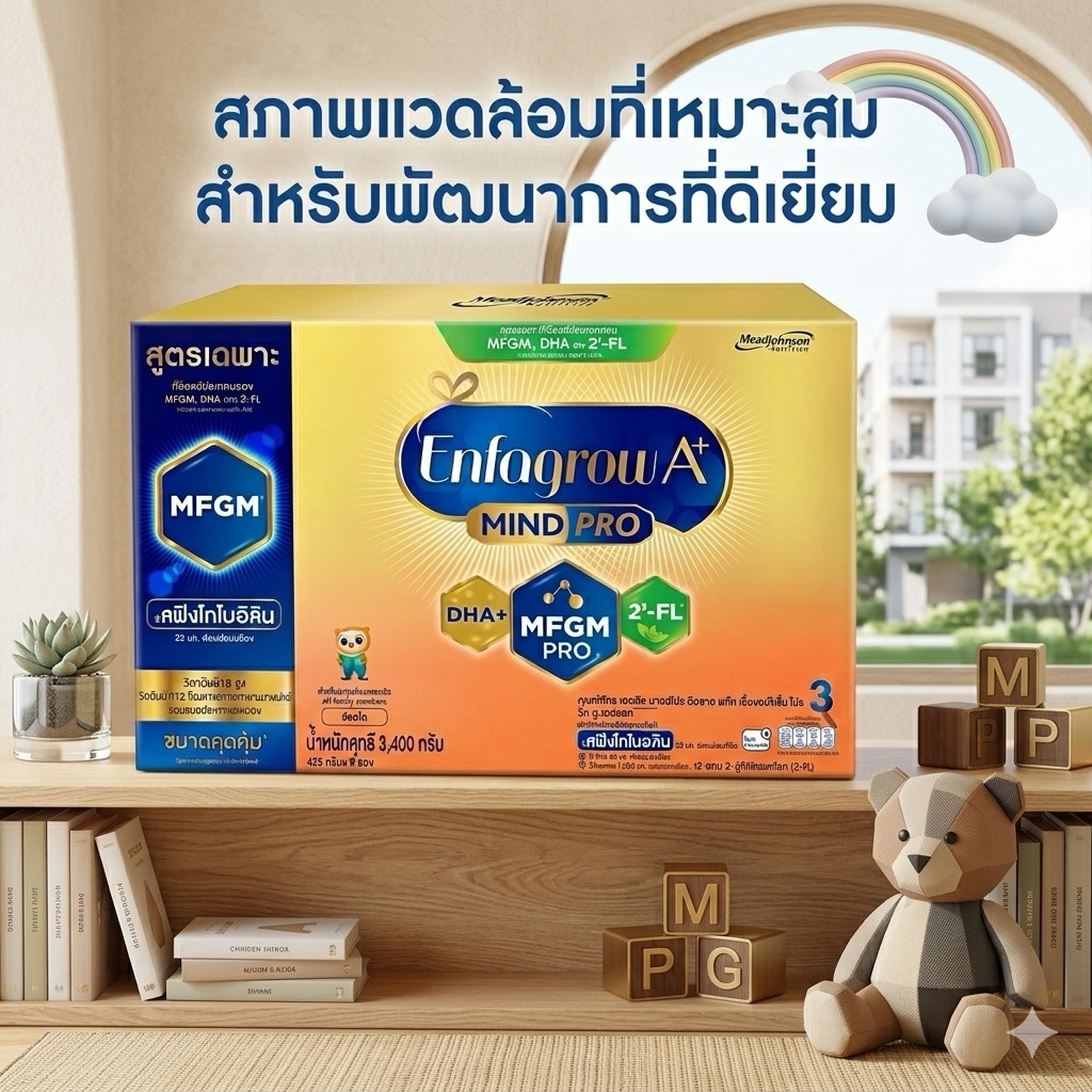 📌(สินค้าพร้อมส่ง📌)Enfagrow A+ MIND Pro สูตร3 ขนาด 4200กรัม-3,400 กรัม 8ถุง สูตรปรับปรุง ขนาดใหม่