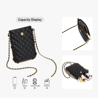 Mini Phone bag กระเป๋าสะพายข้างใส่มือถือ หนังPU สไตส์เกาหลี พร้อมโซ่ กระเป๋าสะพายข้างผู้หญิ (จัดส่งจากไทย）