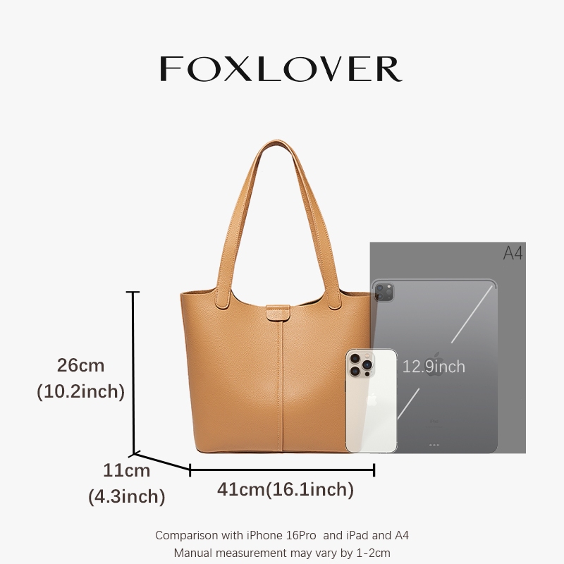 FOXLOVER حقيبة توت كتف كبيرة جلد PU — صورة 4
