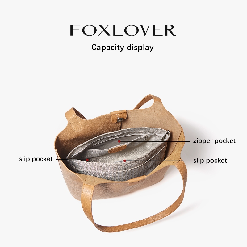 FOXLOVER حقيبة توت كتف كبيرة جلد PU — صورة 6