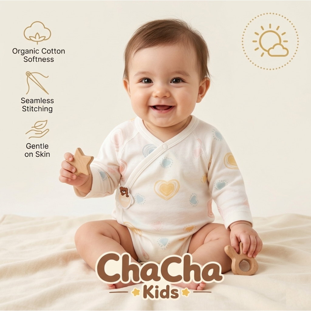ชุดเด็กแรกเกิด New born ชุดหมีเป้าเปิดแขนยาว ผ้านุ่ม Cotton Blend ชุดเด็กอ่อน Romper Baby