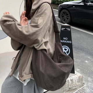 MIA จัดส่งจากประเทศไทย กระเป๋าสะพายไหล่วินเทจฤดูใบไม้ร่วงและฤดูหนาว Unisex กระเป๋าสะพายข้างความจุขนาดใหญ่ผ้าคุณภาพสูง