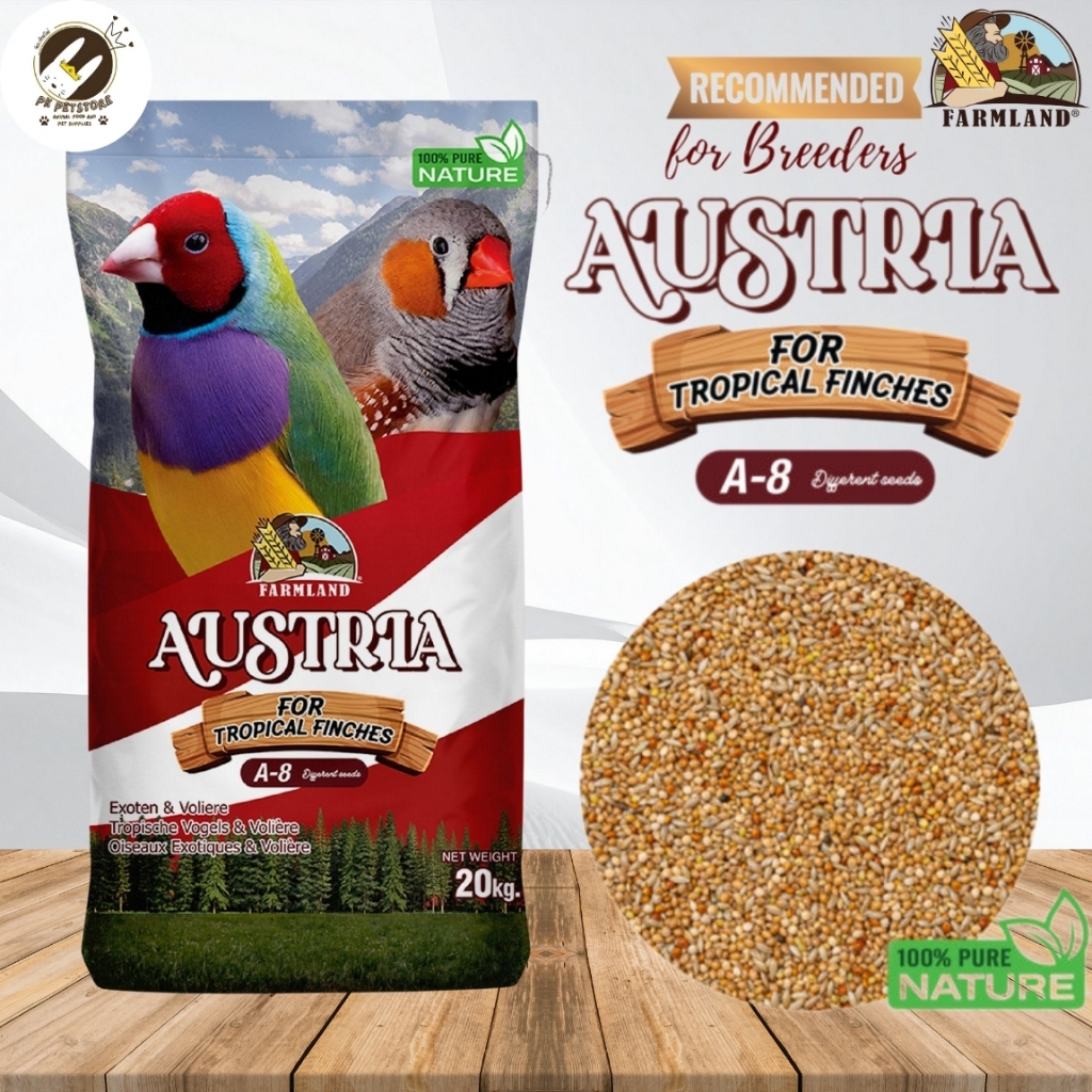 (ขนาดแบ่งขาย) Farmland A8 ธัญพืช 8 ชนิด ฟารืมแลนด์ อาหารนกฟินซ์ ซีบร้า กระจอกชวา A-8 Austria Finches 801200