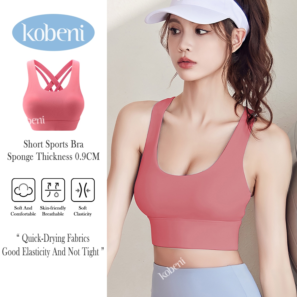 ⭐KOBENI⭐สปอร์ตบรา Sport Bra สปอร์ตบราตะขอหลัง มีฟองน้ำเย็บติด กระชับ เก็บทร ดีไซน์สวย เซ็กซี่