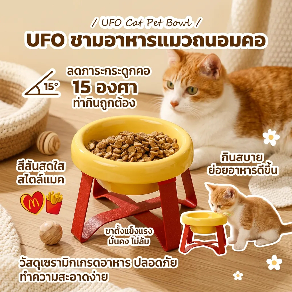 ชามอาหารสัตว์ พร้อมขาตั้ง ทรงสูง ช่วยป้องกันกระดูกสันหลัง กินสบาย สำหรับสุนัขและแมว