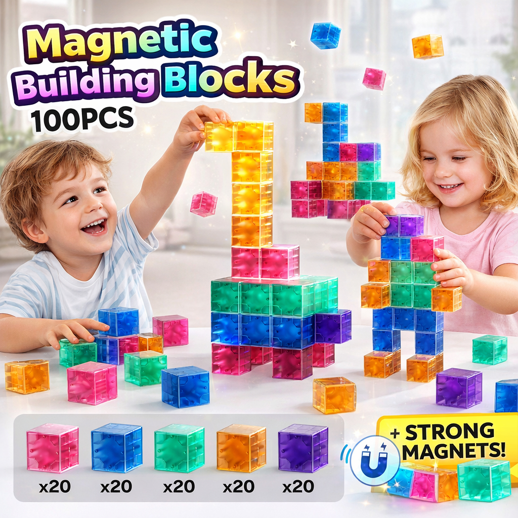 KiKi ลูกบาศก์แม่เหล็กหลากสี บล็อกแม่เหล็กตัวต่อเสริมพัฒนาการ ฝึกสมองเด็ก ของขวัญยอดนิยมสำหรับเด็กชายและเด็กหญิง