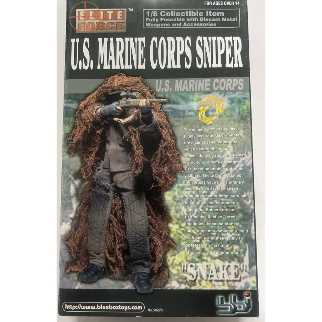 Elite Force U.S. Marine Corps Sniper "Snake" Action Figure Blue Box Toys
