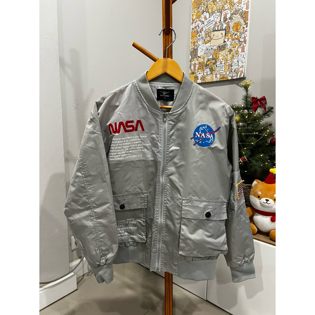 NASA Bomber Jacket – Silver Reflective Style