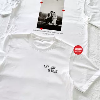 เสื้อยืดสกรีนตามสั่ง เสื้อคู่ สกรีนรูปหน้าและข้อความ ผ้า cotton100% | สกรีนอกซ้ายและหลัง