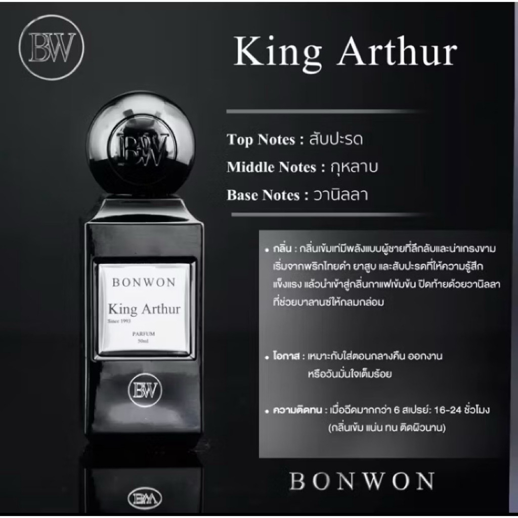 (No box) น้ำหอมBONWON King Arthur หอมติดทน 16-24 ชม.