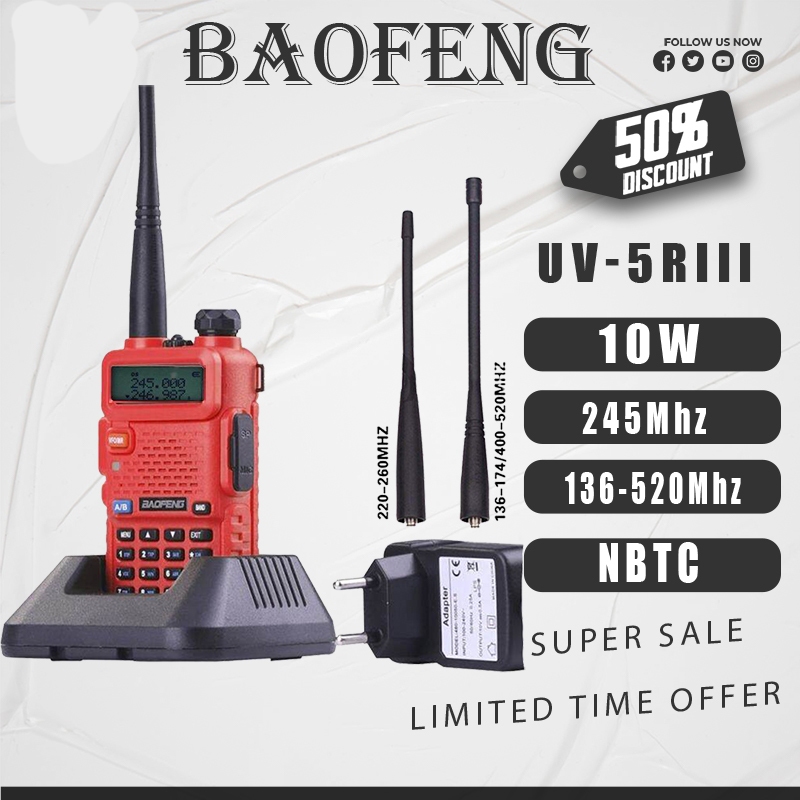 【หูฟังฟรี】วิทยุสื่อสาร UV-5RIII 0.5 วัตต์ หูฟังฟรี เครื่องส่งรับวิทยุ กำลังสูง ย่านความถี่ (136-520Mhz) 1800mAh