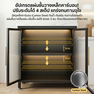 BM ตู้เก็บของในครัว เคาน์เตอร์ครัว ไม้ลายหินอ่อน มีฝาปิดกันฝุ่นกันหนู วางเตาอบและไมโครเวฟได้ รับน้ำหนักดี สนิม กันน้ำ