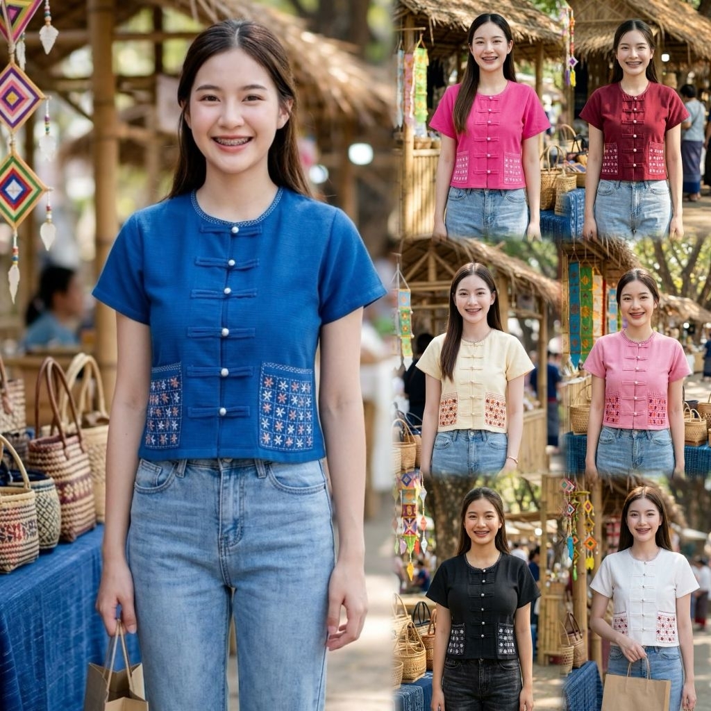 เสื้อพื้นเมืองผู้หญิงดีไซน์ร่วมสมัย เรียบง่ายแต่ดู รุ่น "มงคลลดา"