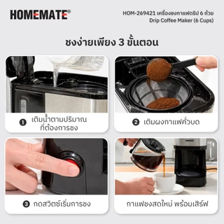 HOMEMATE เครื่องชงกาแฟดริป 6 ถ้วย รุ่น HOM-269421