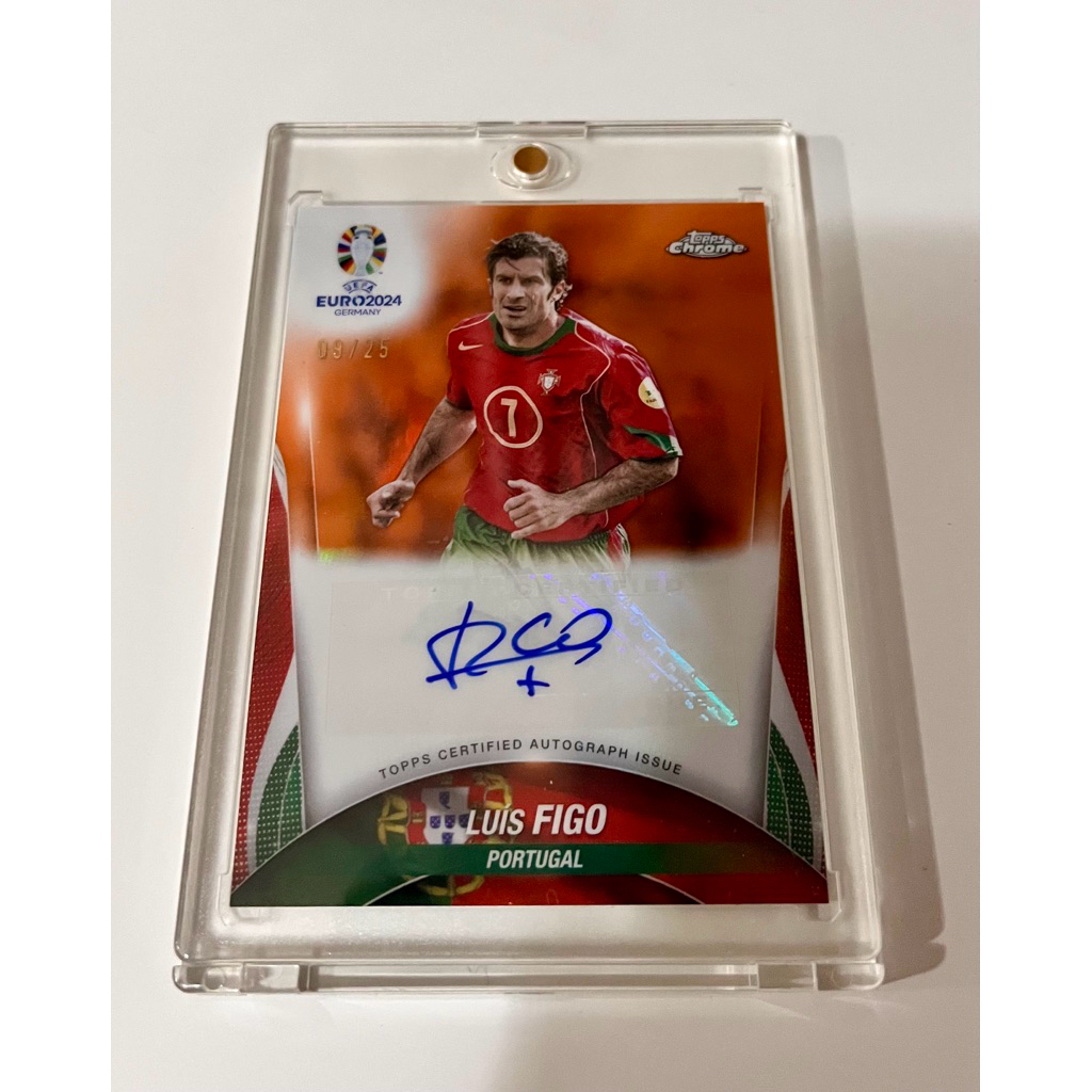 2024 Topps Chrome UEFA EURO Luis Figo Portugal Auto Orange Refractor /25 SSP
